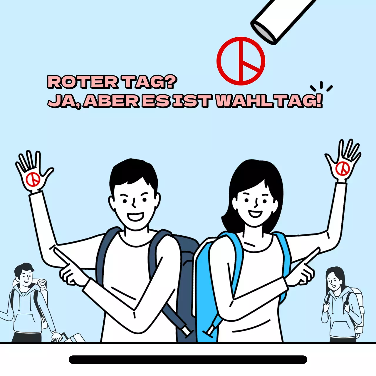 Wahlwerbung mit einfachem Rot und Hellblau