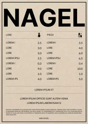 Prijzen voor een eenvoudige nagelstudio in beige en zwart