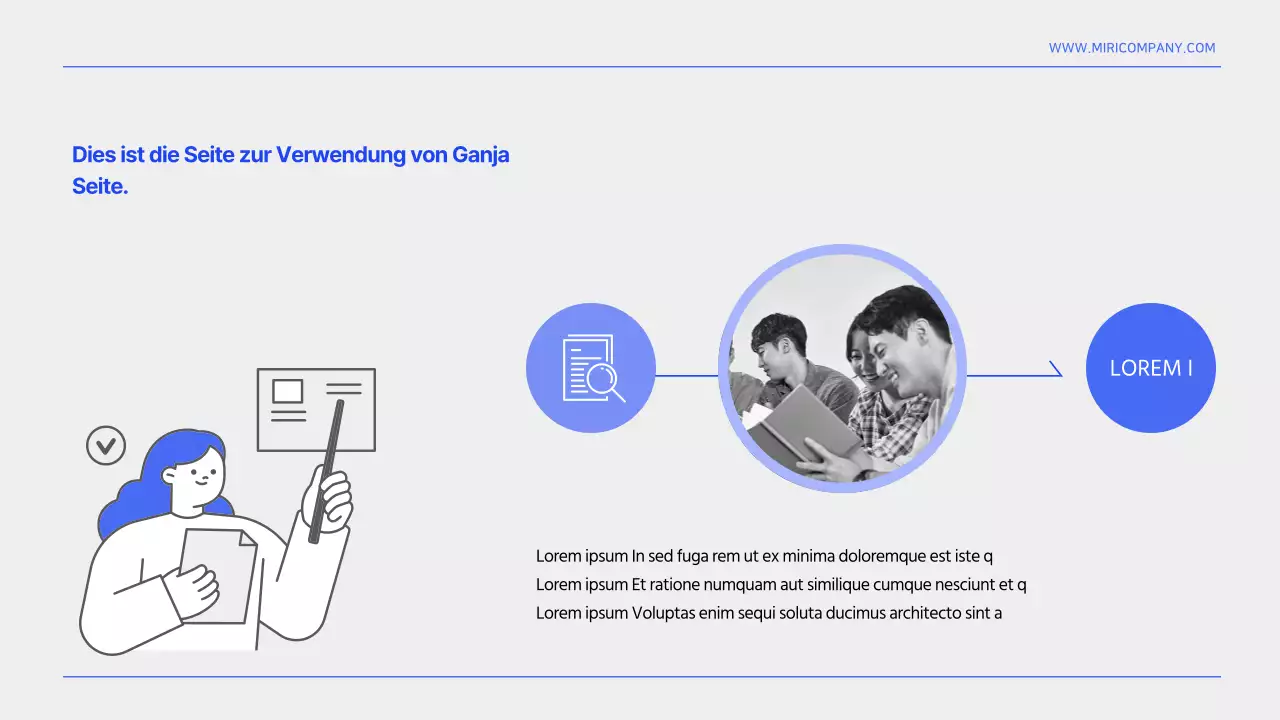 Eine einfache blau-weiße Vorlage für einen Bericht zur Informationsorganisation