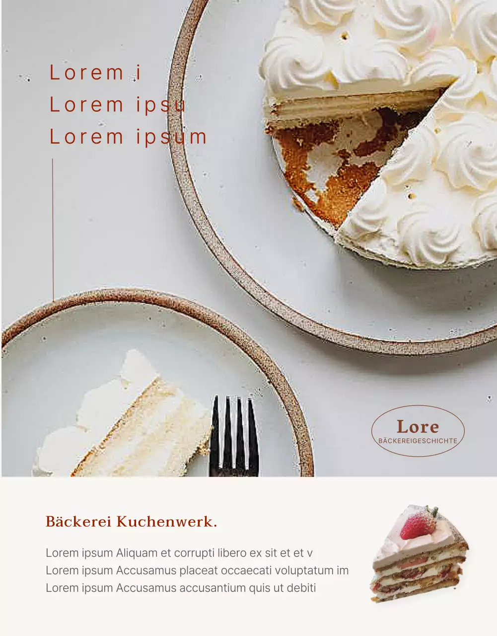 Werbung für eine süße Bäckerei in Rot und Rosa