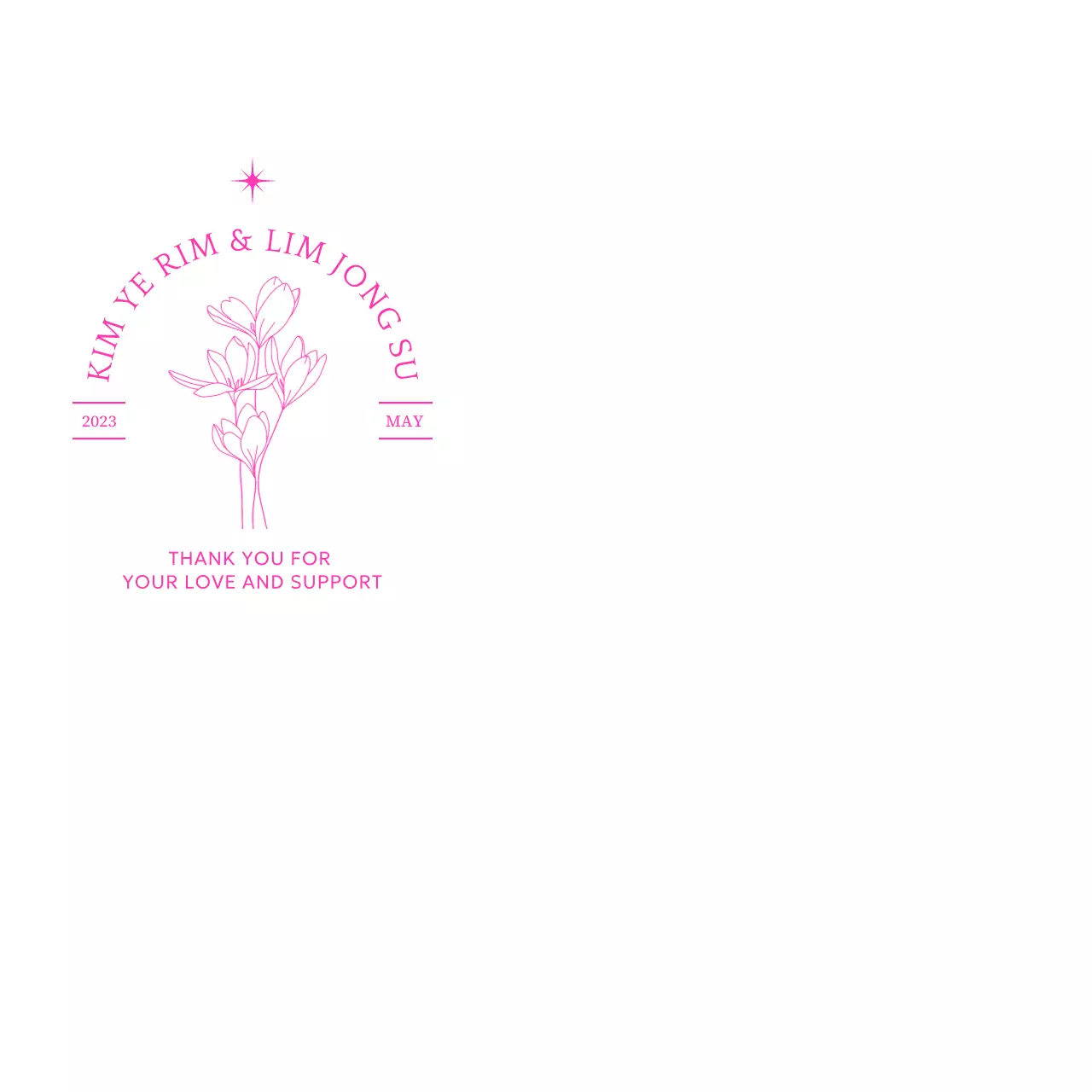 타이포그래피와 꽃 일러스트를 활용한 결혼식 답례품 디자인