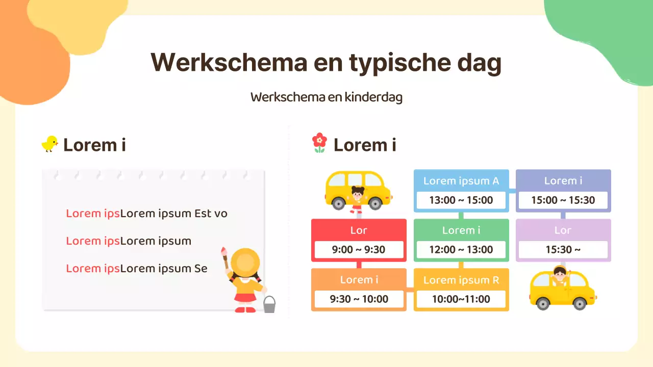 Oriëntatiepresentatie voor het gele kinderdagverblijf