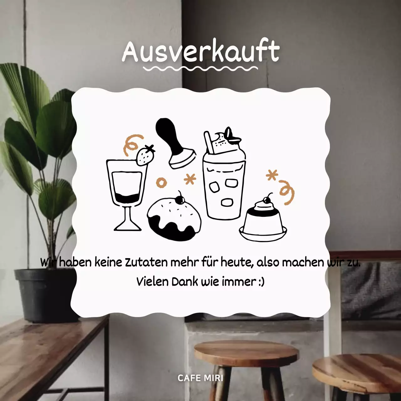 Braune, gemütliche Cafe-Ankündigungen