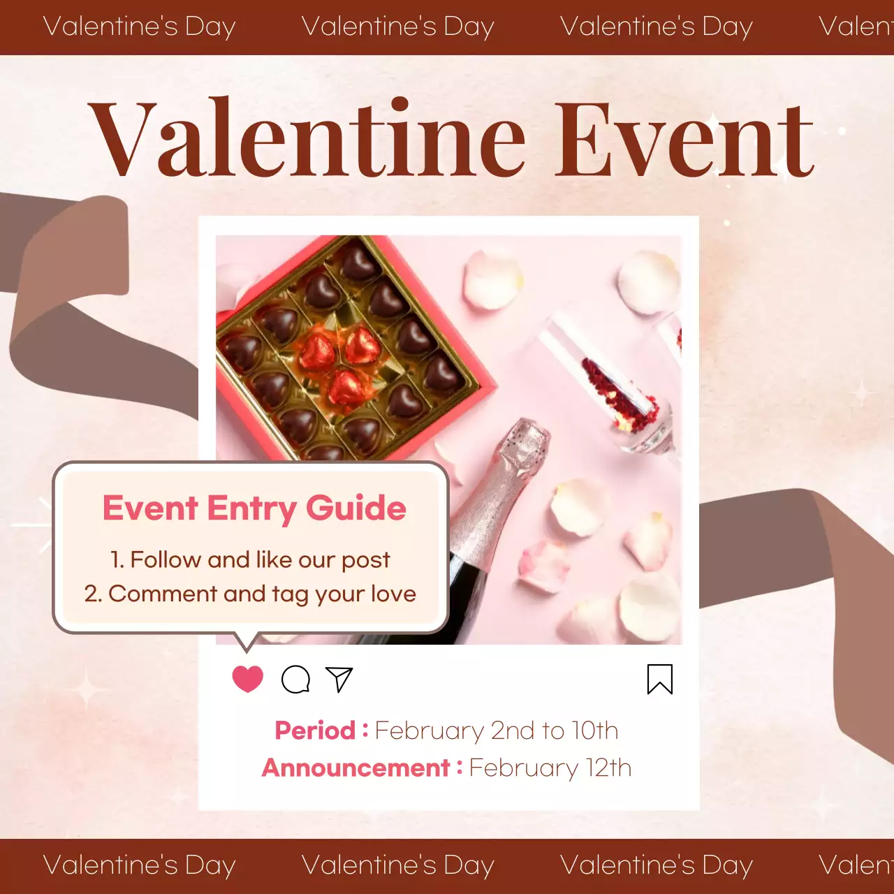Red Trendy Valentine's Promotion Instagram Carousel