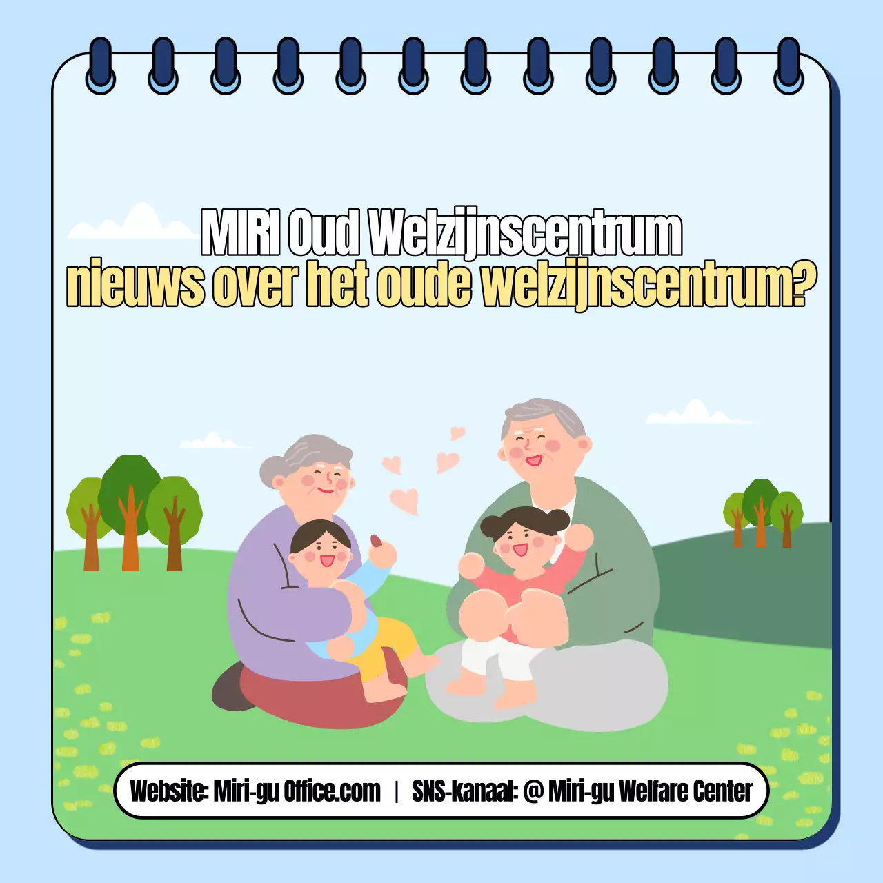 Een mooi bericht over het welzijnskantoor in groen en regenbogen