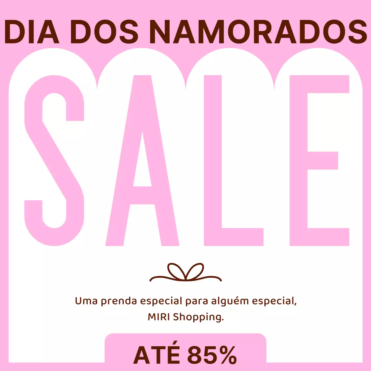 Anúncio de saldos rosa e minimalista para o Dia dos Namorados