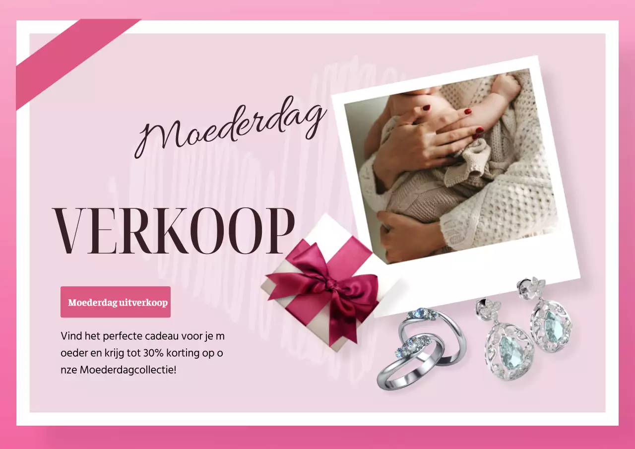 Elegante Moederdag verkoopadvertentie in roze en wit