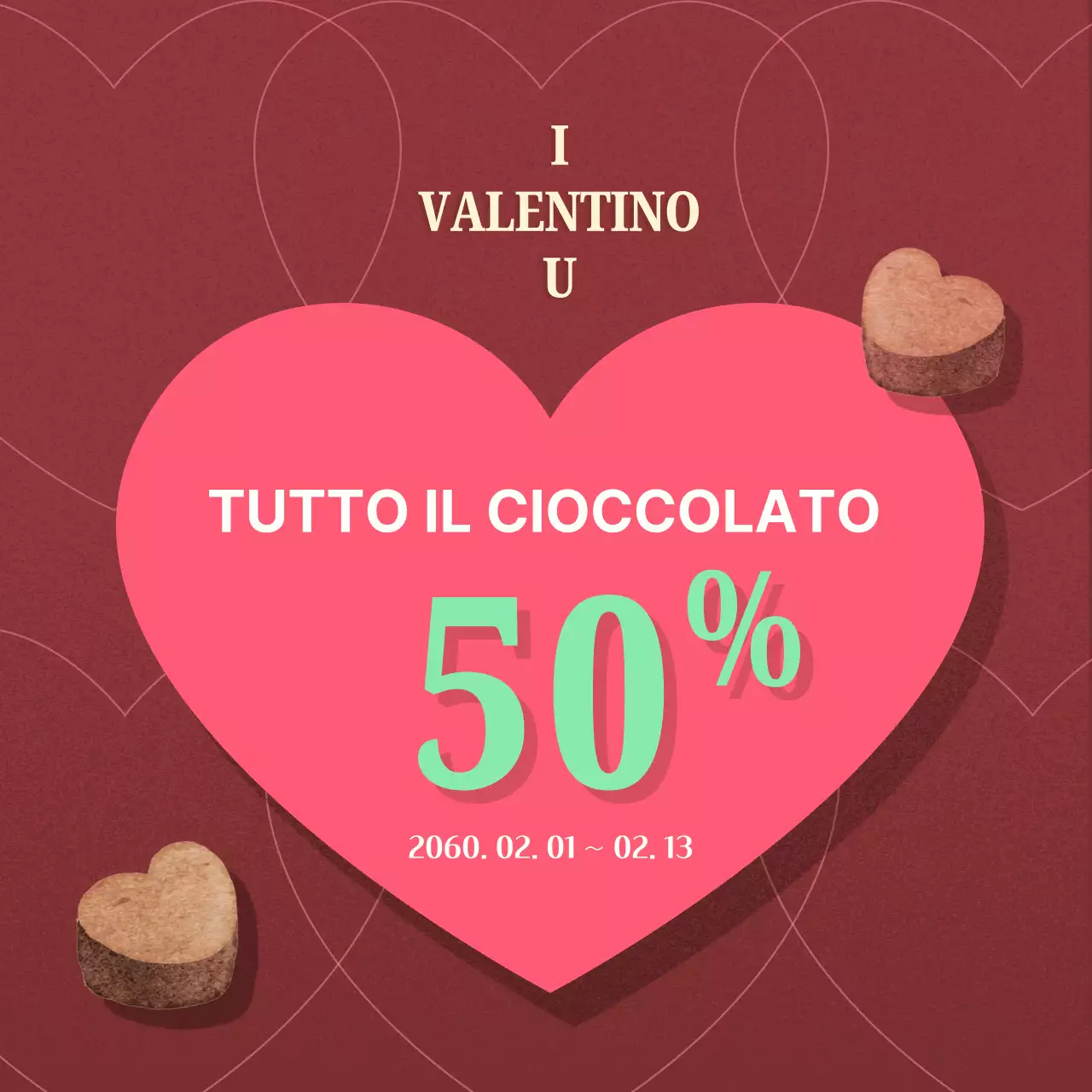 Promuovere un evento di San Valentino moderno e retrò in rosa e menta