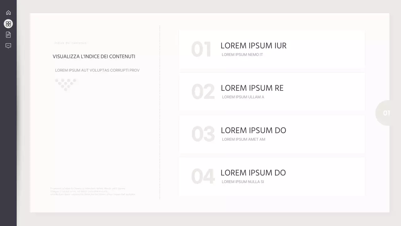 Presentazione con un semplice disegno di base dello sfondo in blu navy e avorio.