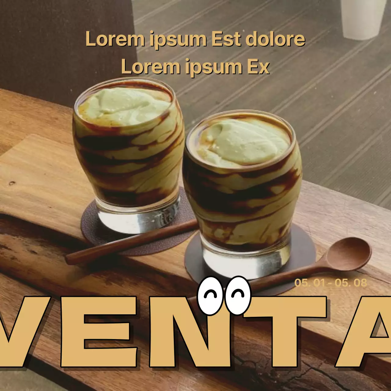 Promover una cafetería de inspiración vintage en amarillo y rojo