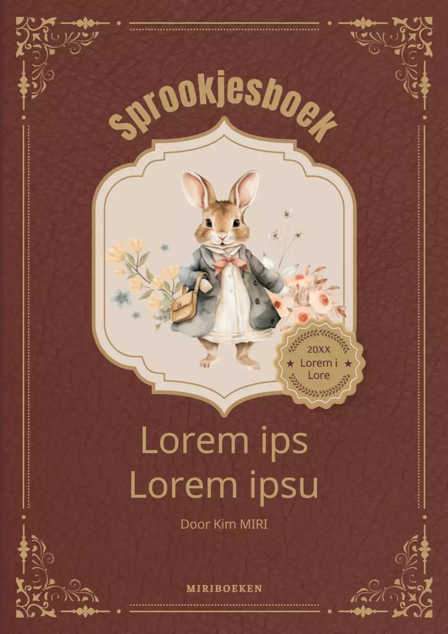 Vintage kinderboekomslag in bruin en goud