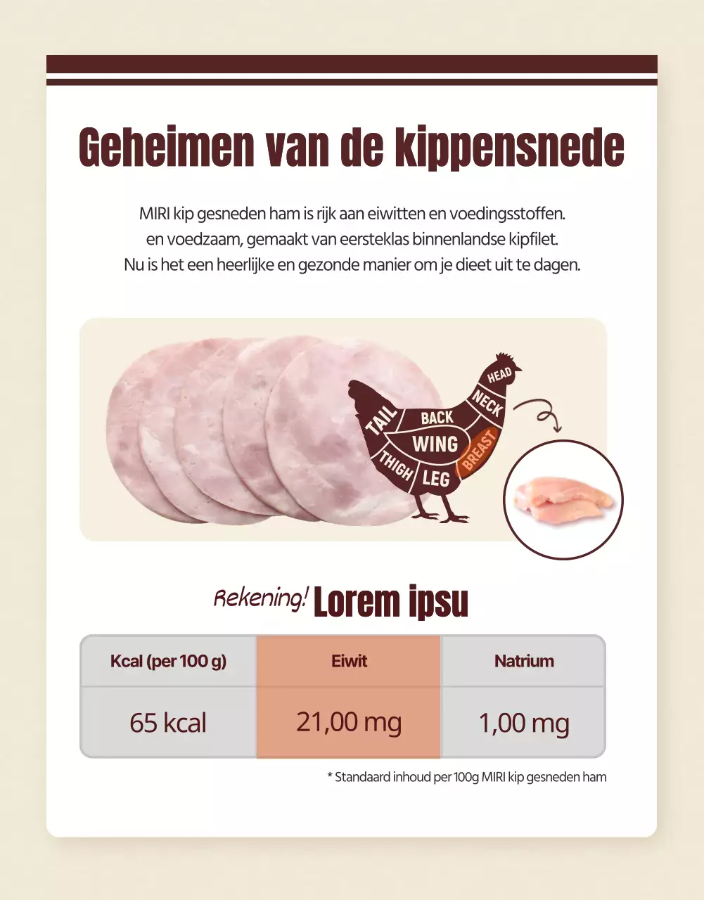 Bevorder een eenvoudig dieet kipfilet in bruin en beige