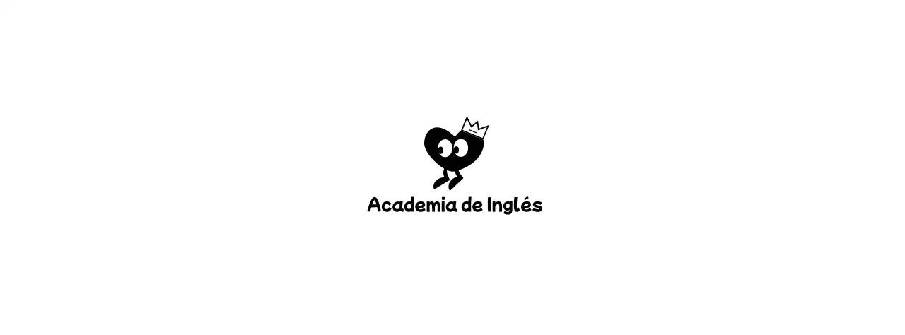 Un bonito concepto de academia de inglés con personajes de corazón