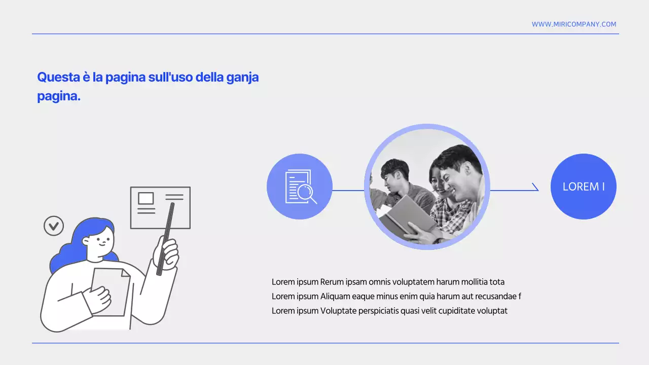 Un semplice modello di relazione sull'organizzazione delle informazioni in bianco e blu