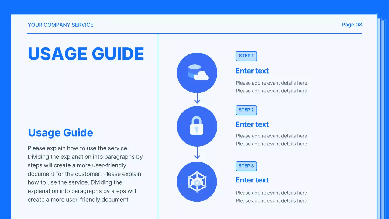 파랑과 흰색의 심플한 서비스 소개 제안서