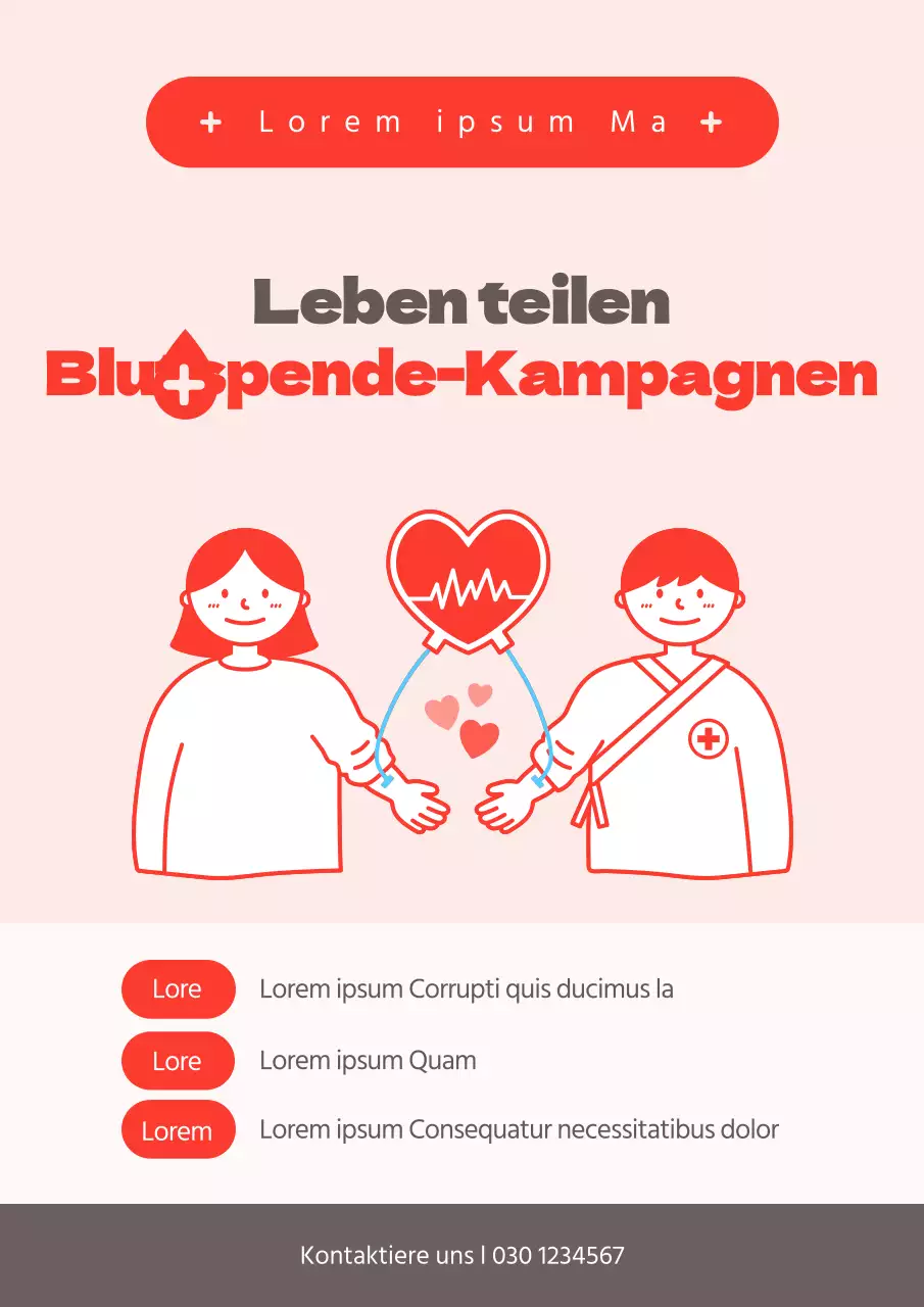 Eine einfache, lebensspendende Blutspendeaktion in Rot und Rosa