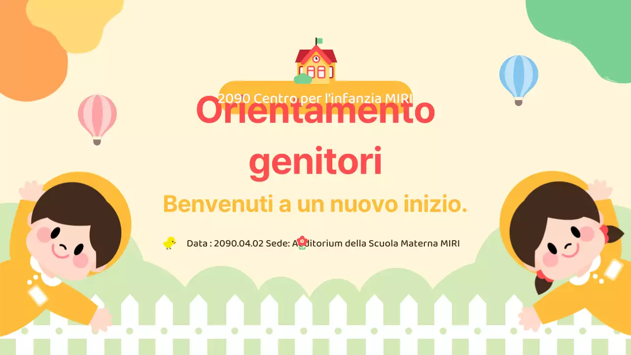 Presentazione di orientamento per l'asilo nido giallo