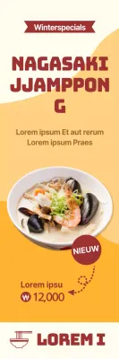 Warm eten in de winter met een oranje achtergrond introduceren en promoten