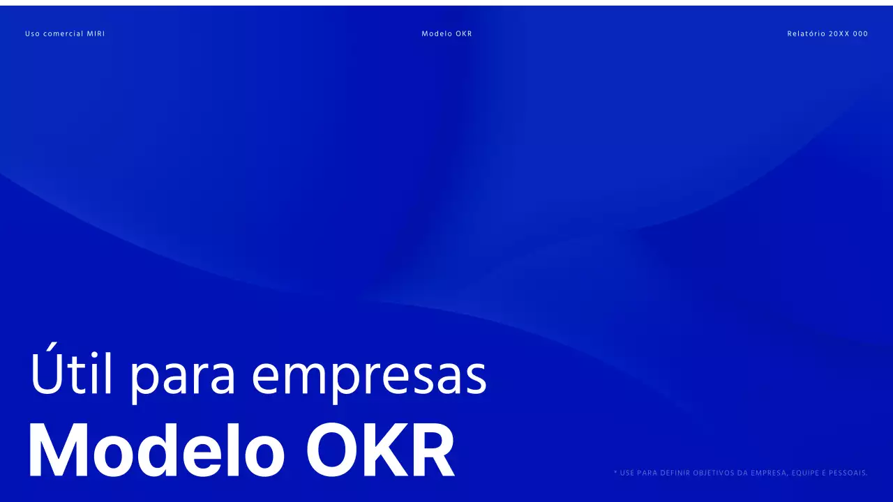 Relatório OKR moderno em azul e branco