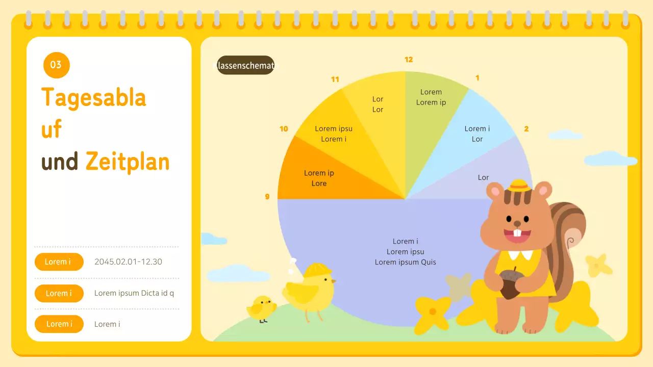 Gelbe und orangefarbene Präsentation zur Orientierung in der Vorschule
