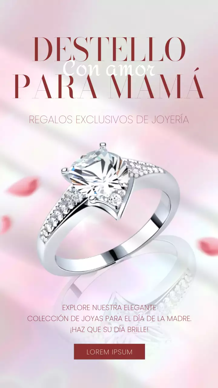 Elegante publicidad rosa y roja para el Día de la Madre