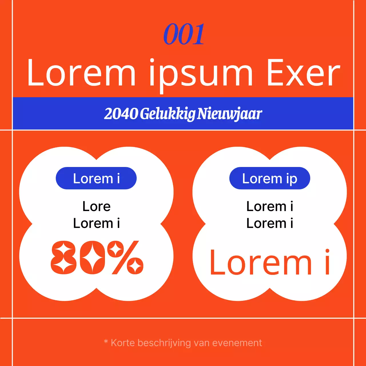 Promoot een oosterse vakantiesjabloon in rood en blauw