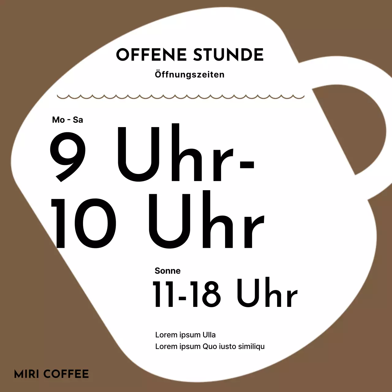 Ein einfacher brauner Hinweis auf die Betriebszeiten