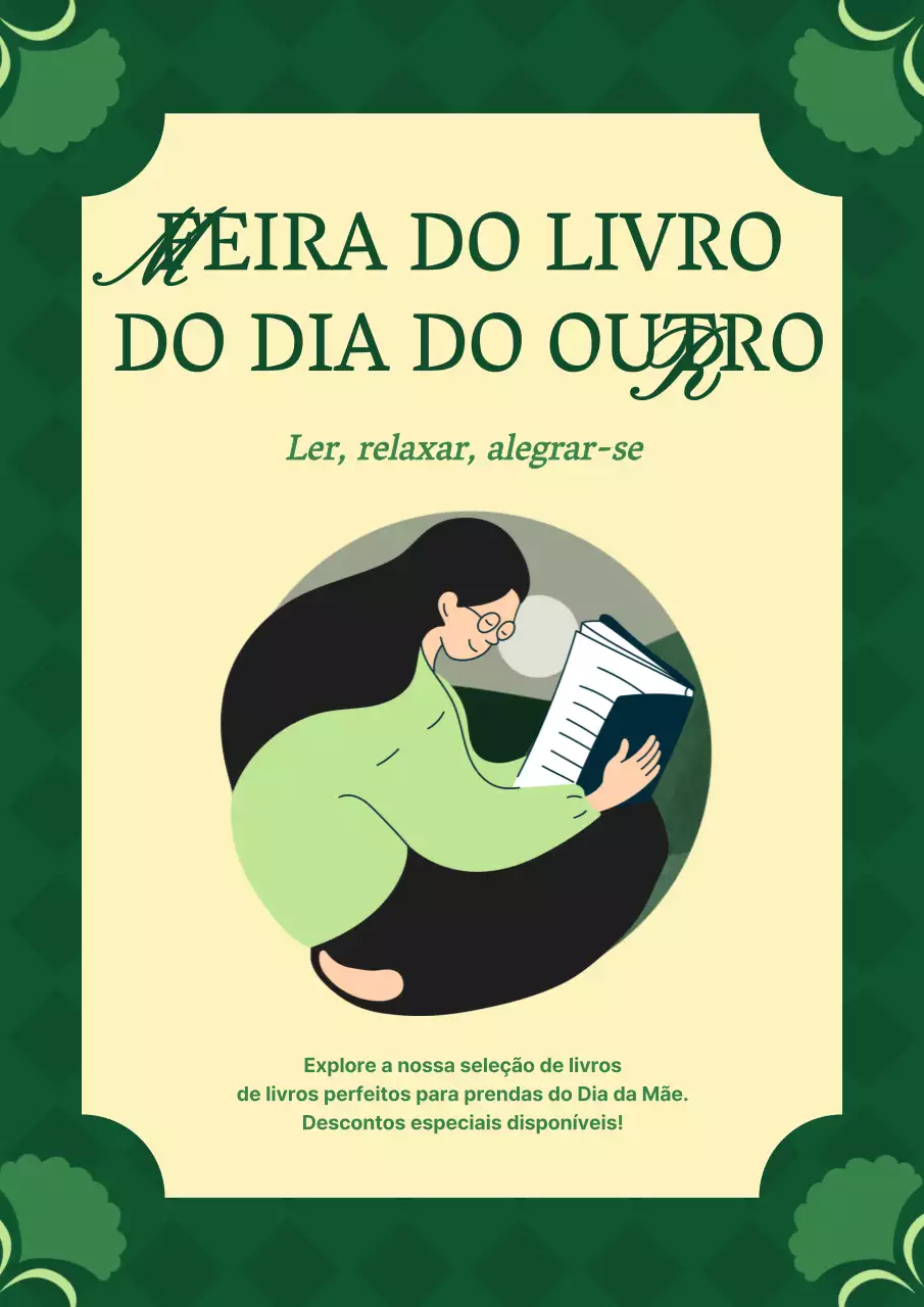 Publicidade da Feira do Livro do Dia da Mãe Clássica Verde e Amarela