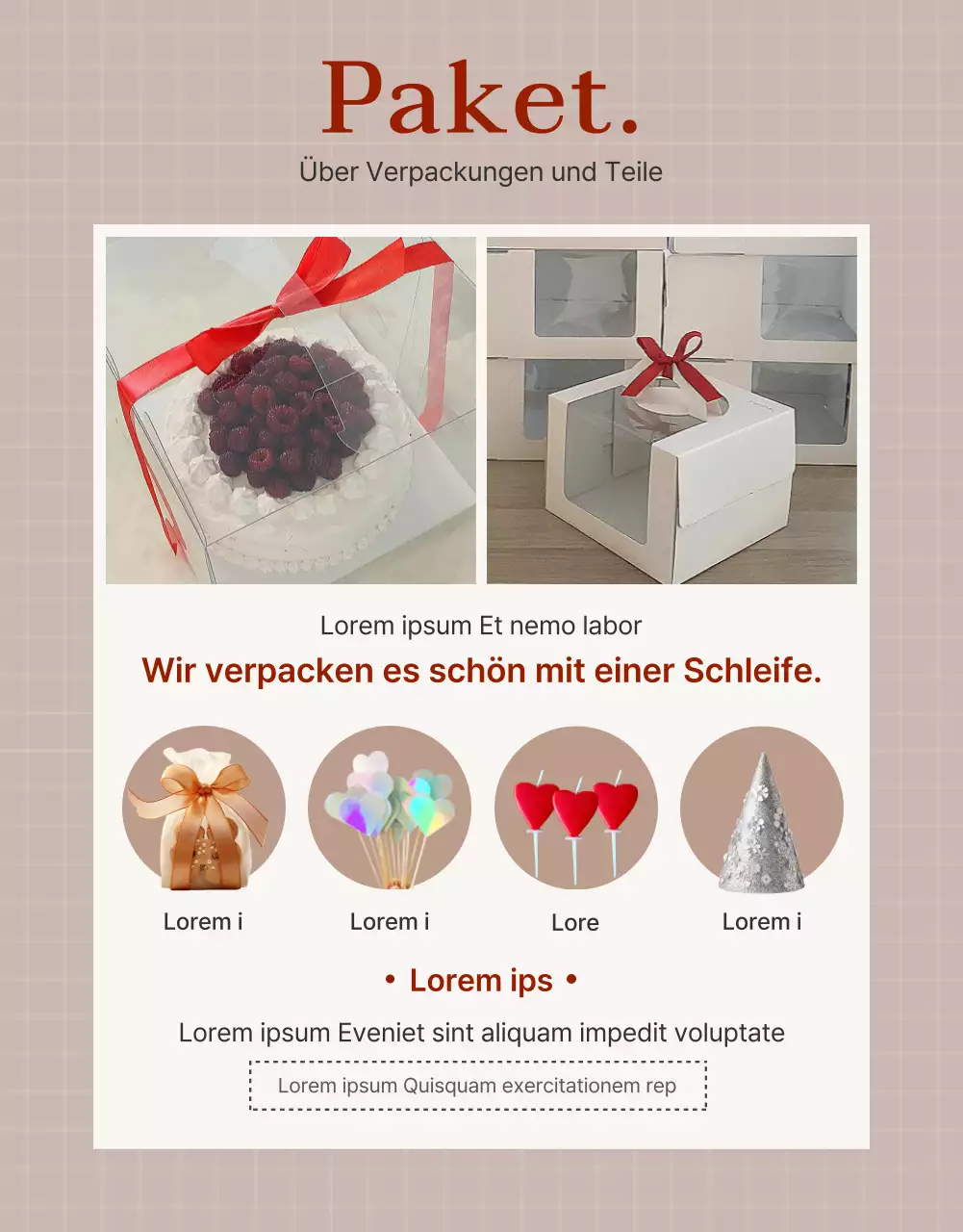 Werbung für eine süße Bäckerei in Rot und Rosa