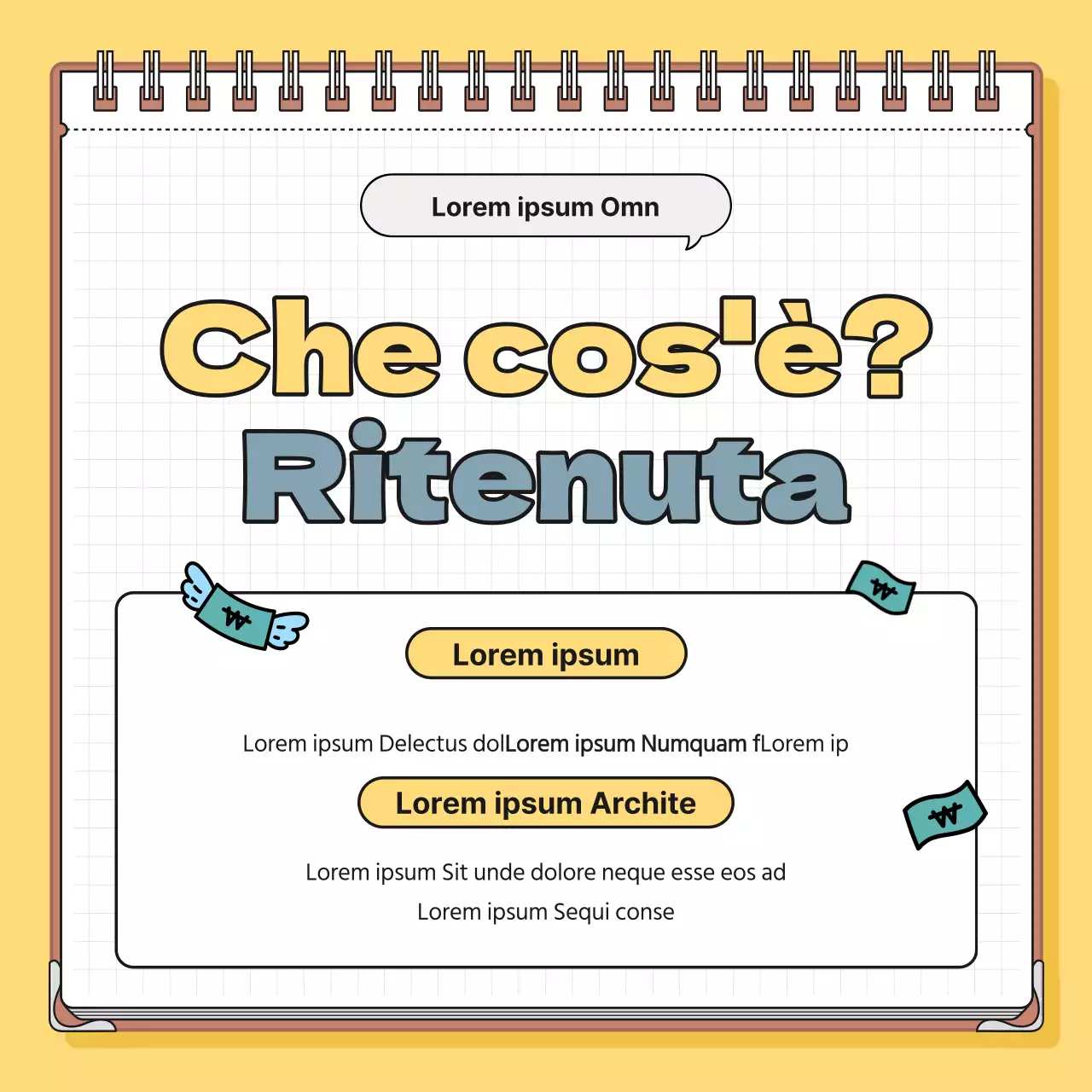 Informazioni fiscali minimaliste in giallo e blu