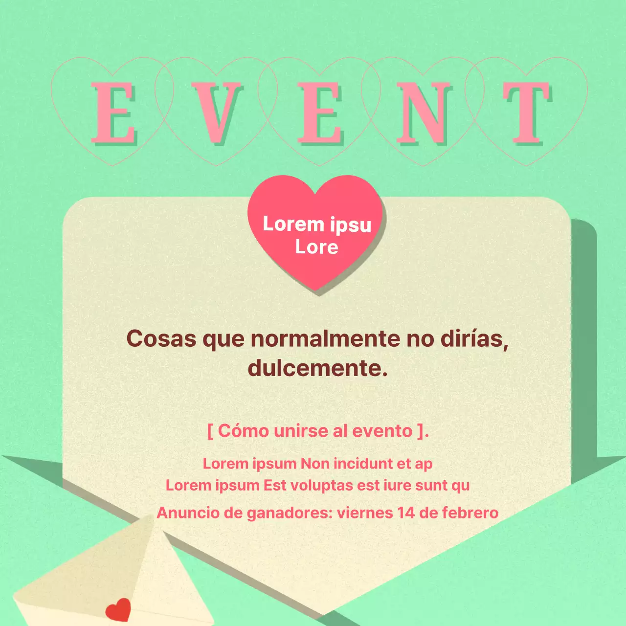 Promueva un evento de San Valentín retro y moderno en rosa y menta