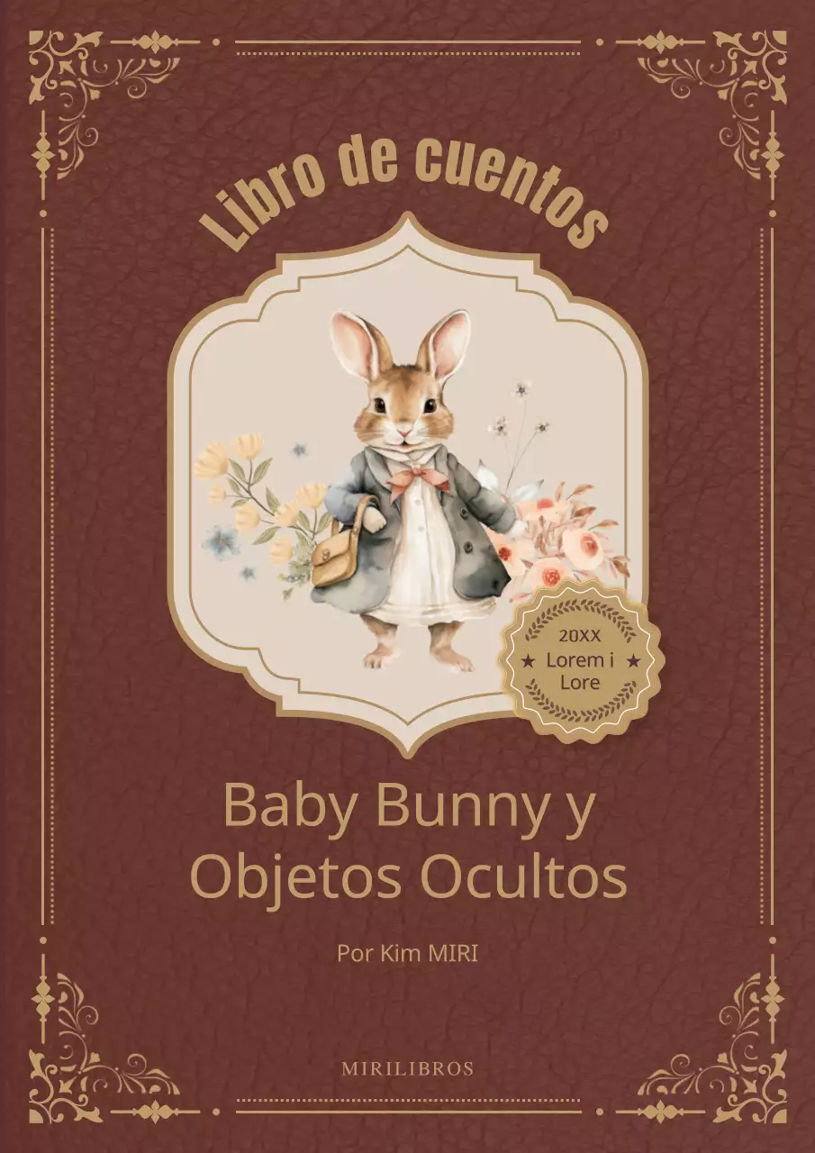 Portada de libro infantil vintage en marrón y dorado