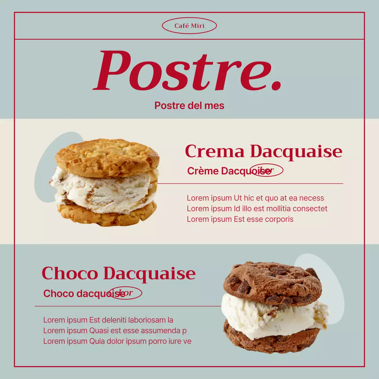 Anuncio Vintage Cafe en menta y rojo