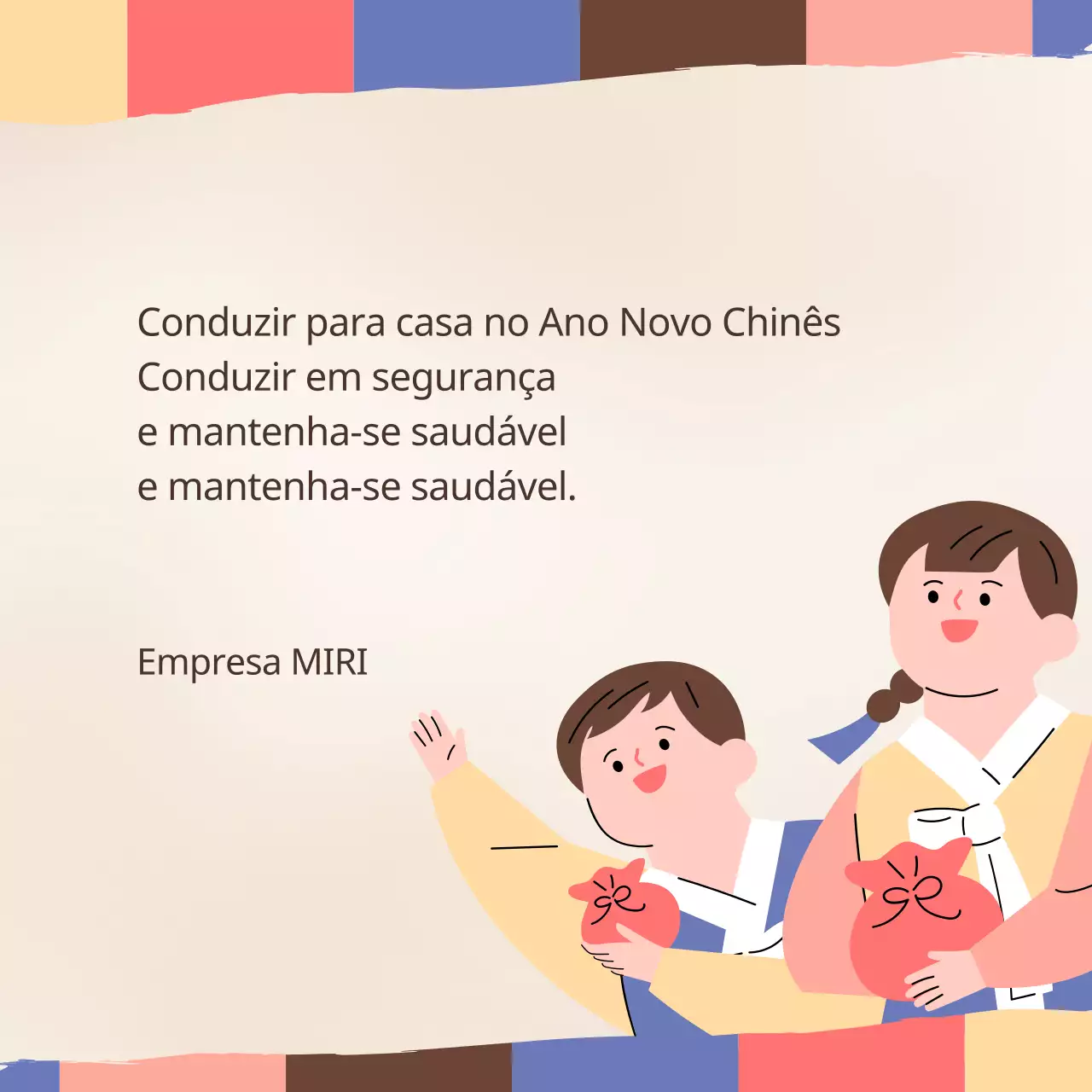 Saudações tradicionais do Ano Novo Lunar com as cores do arco-íris