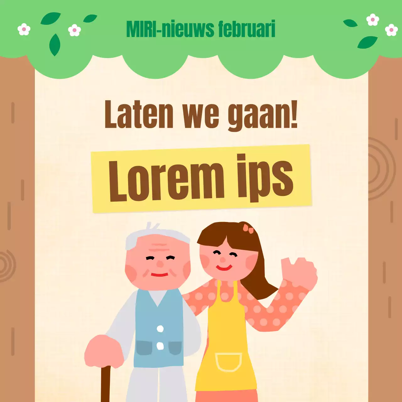 Minimalistische nieuwsbrief voor de publieke sector in chartreuse en bruin