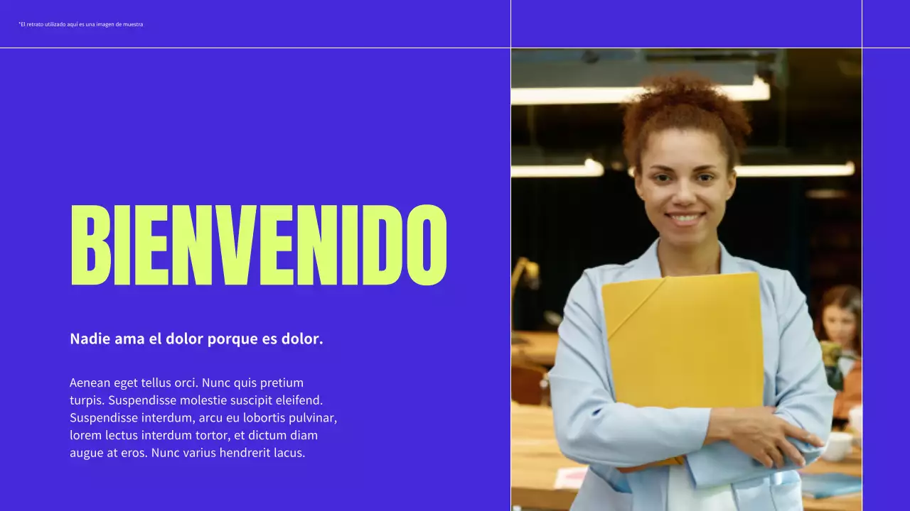 Material de perfil empresarial moderno en azul y neón