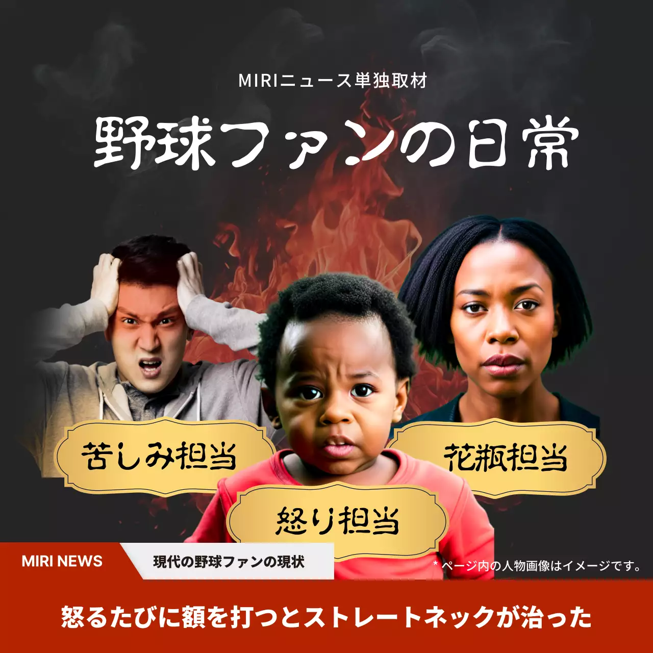 黒 面白い 野球 ポスター SNS投稿 正方形