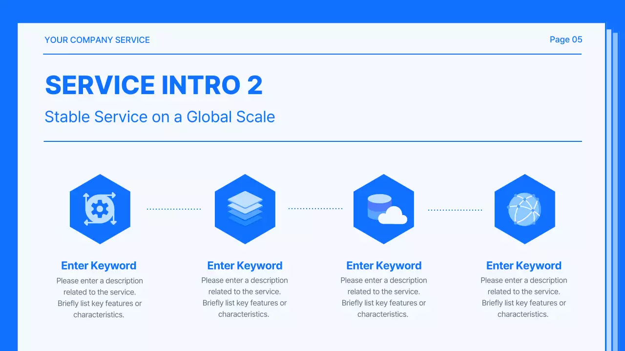 파랑과 흰색의 심플한 서비스 소개 제안서