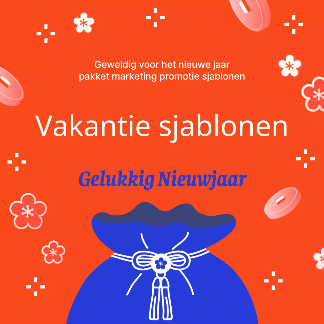 Promoot een oosterse vakantiesjabloon in rood en blauw