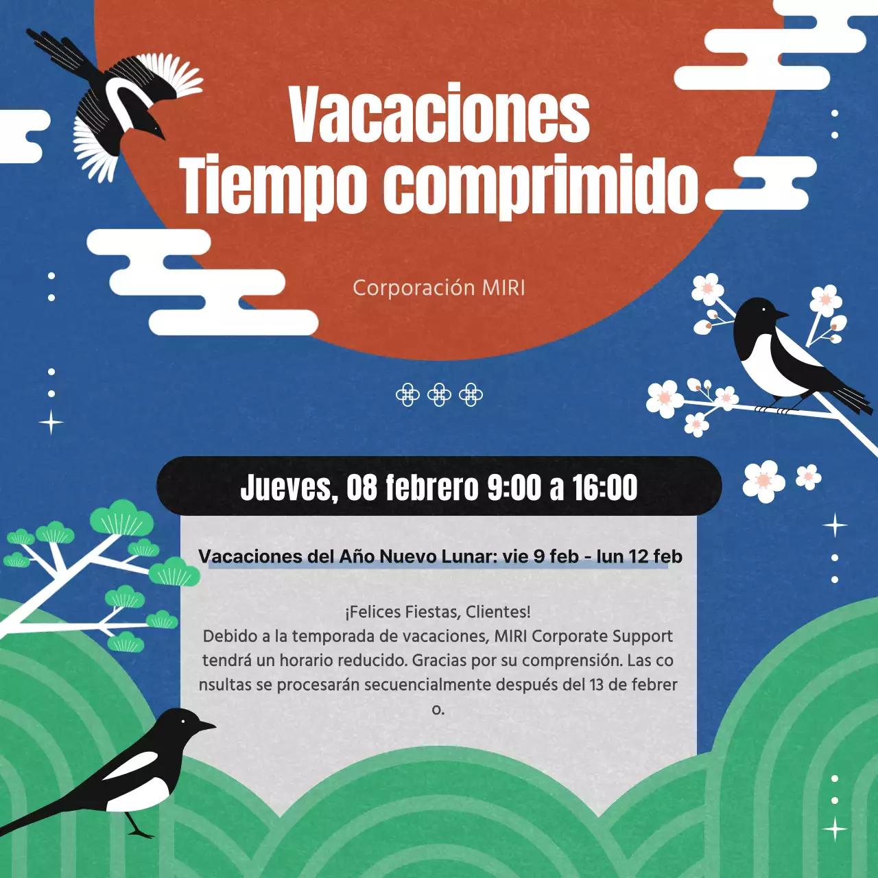 Guía de horas comprimidas de vacaciones en blanco y negro y conceptos tradicionales