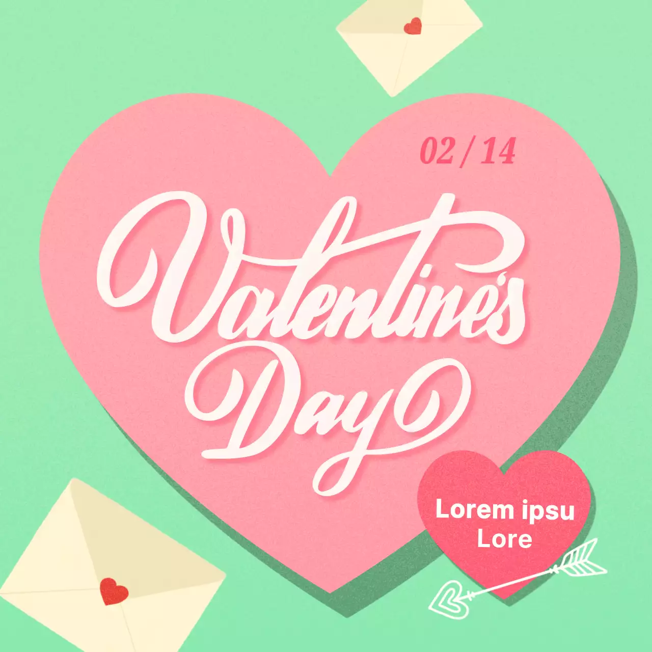 Promuovere un evento di San Valentino moderno e retrò in rosa e menta