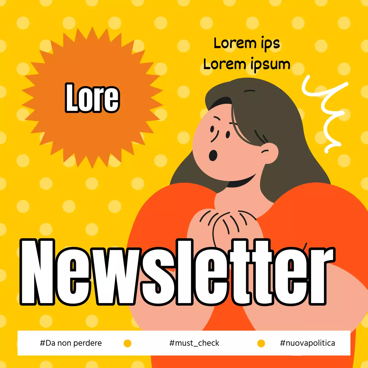 Semplice modello di miniatura blu e giallo per una newsletter