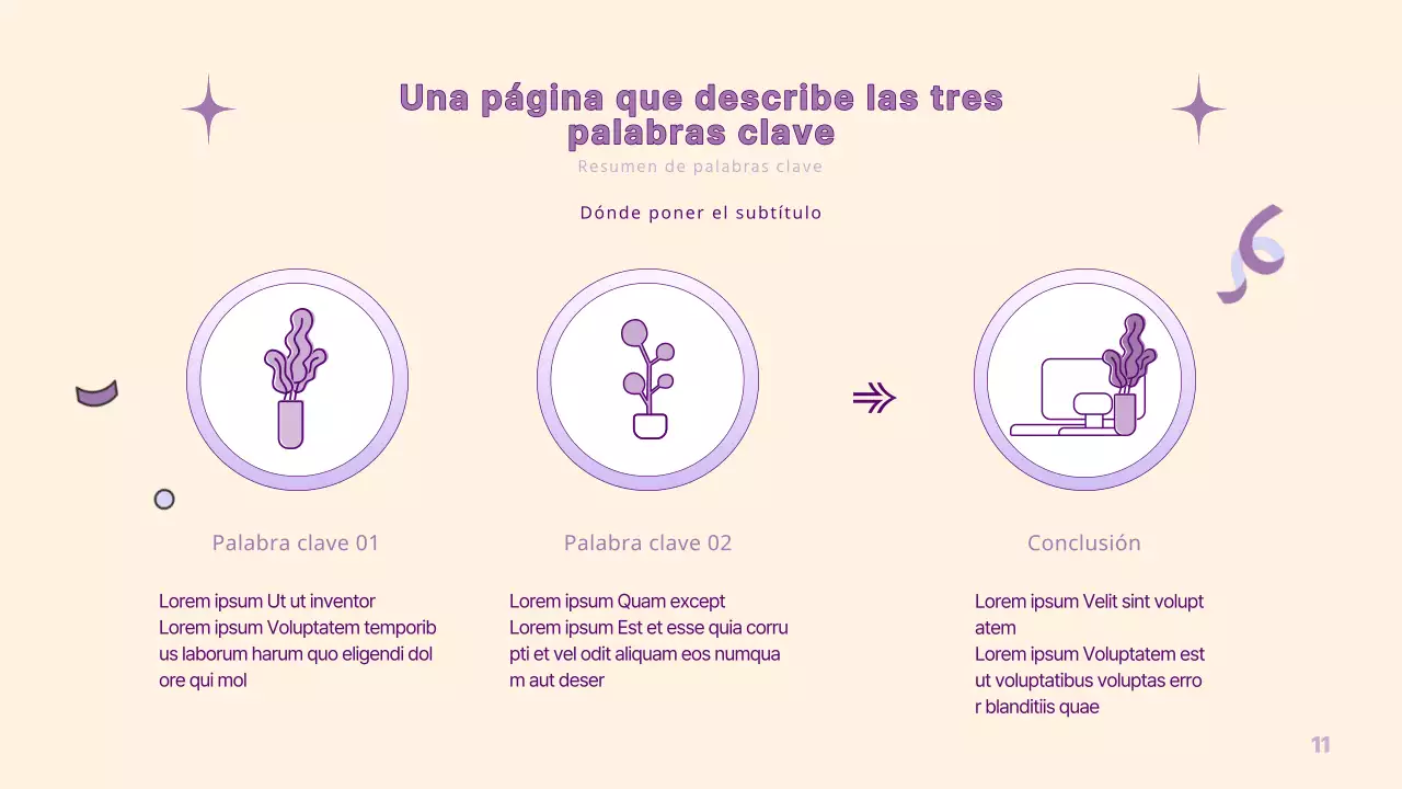 Una sencilla presentación PM en amarillo y morado