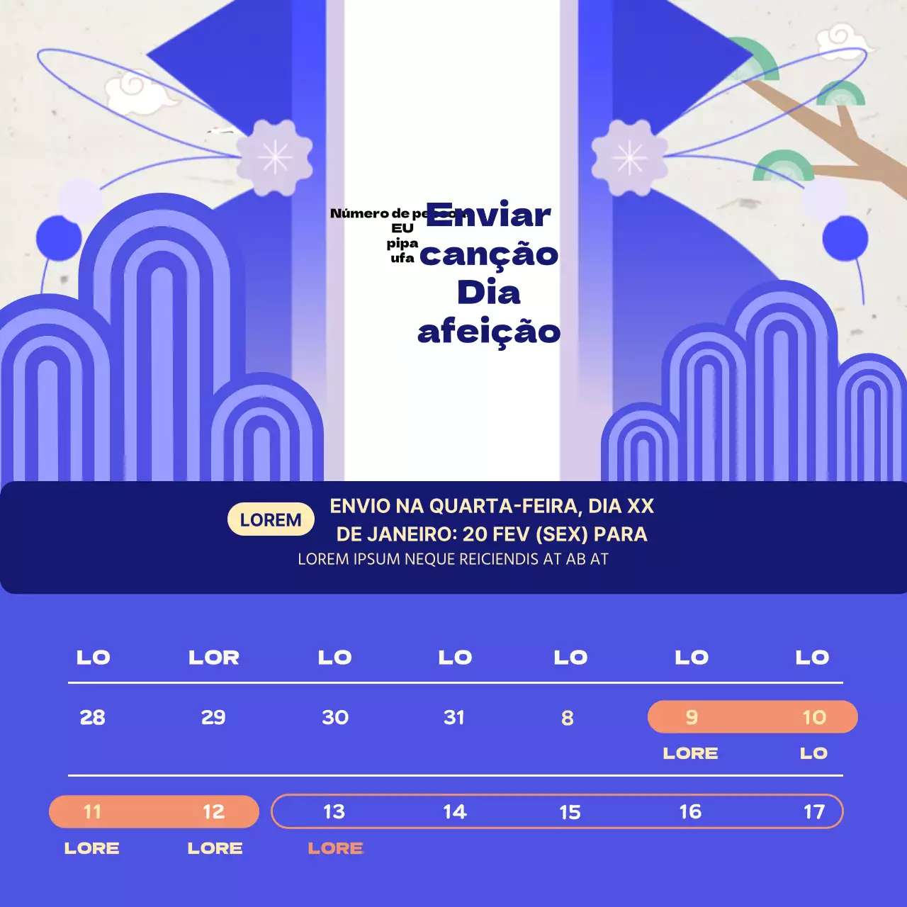 Anúncios de entrega tradicionais do Ano Novo Chinês em azul e azul-marinho