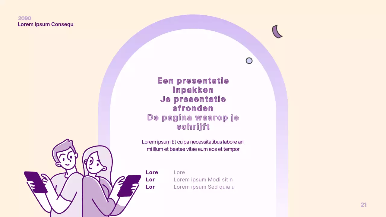 Een eenvoudige PM-presentatie in geel en paars