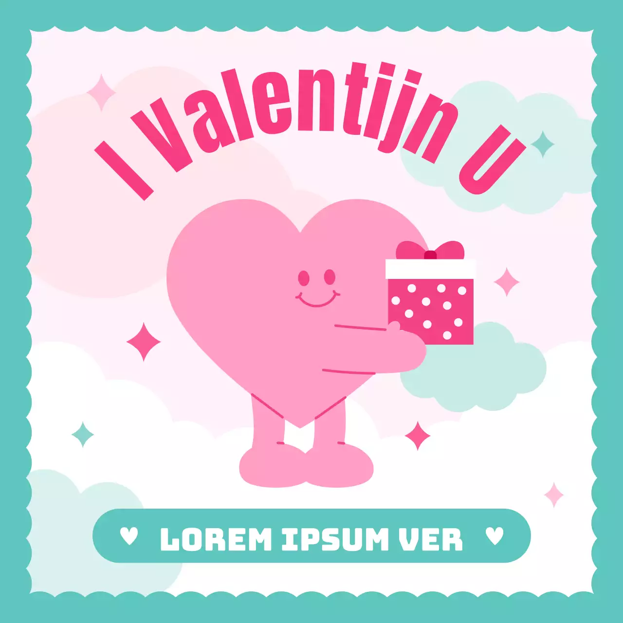 Een mooie Valentijnsadvertentie in roze en lichtblauw
