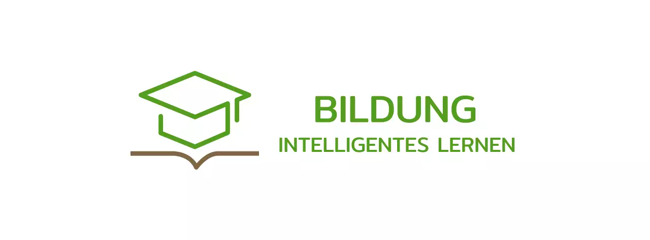 Intelligentes Lernen mit grüner Bachelor-Mütze und Buchillustrationslogo