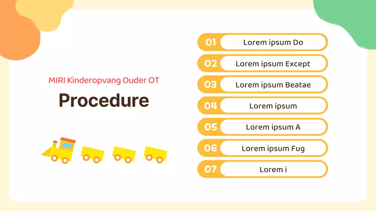 Oriëntatiepresentatie voor het gele kinderdagverblijf