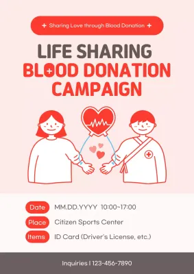 Red Simple Blood Donation Announcement Poster