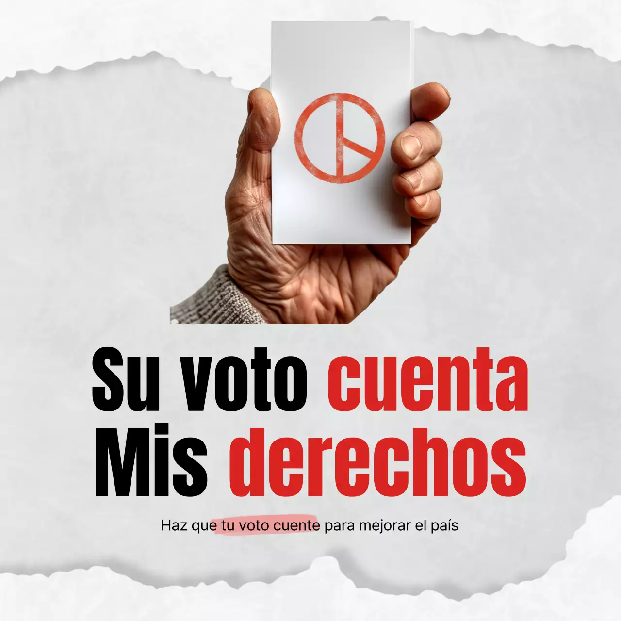 Un sencillo anuncio rojo y gris para la campaña electoral